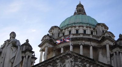 Belfast, Ireland »; March 2017: Detail of the city hall dome of Belfast