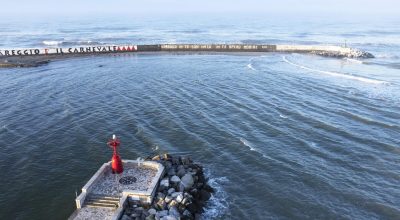 Documentation of the right side of the port of Viareggio photographed at dawn