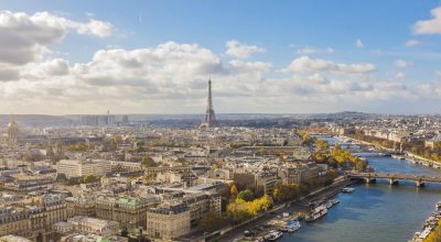 Paisagem urbana de Paris. Vista aérea do centro da cidade